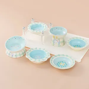 Σετ κεραμικά μπολ για κατοικίδια με σχέδιο Piano Rabbit, για γάτες και σκύλους, διάφορα σχήματα