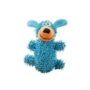 Blue shaggy plush squeaky dog toy for small and medium pets, bite resistant chew toy