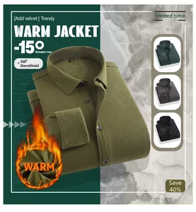 Vista detallada de camisa térmica de hombre con forro polar e interior cálido