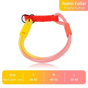 Halsband für Hunde mit Farbverlauf in Pink und Gelb inklusive S M L Größentabelle