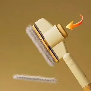 Self-cleaning pet grooming brush for cats and dogs, one-click efficient fur removal tool