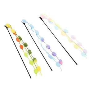 Set di 3 bacchette interattive per gatti con pompon colorati e piccoli campanellini