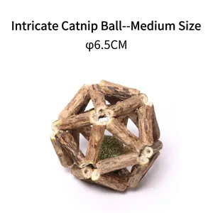 Natural matatabi stick ball with catnip core for feline dental care and play.