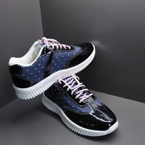 Harajuku Stijl Stippen Canvas Board Schoenen Voor Heren Vrouwen Casual Sneakers Roze Vetersluiting Kleurblok Platte Schoenen
