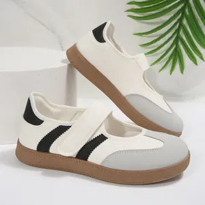Zapatos planos retro Mary Jane para mujer con cierre de velcro y suela de goma