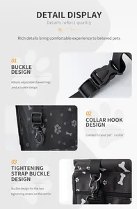 Detailed view of the durable buckles and collar safety hook of the pet car carrier.
