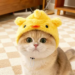 Cute Cartoon Chick Pig Pet Costume Hat Adjustable Plush Soft Warm Pet Headwear For Cats Small Dogs Halloween Party Birthday