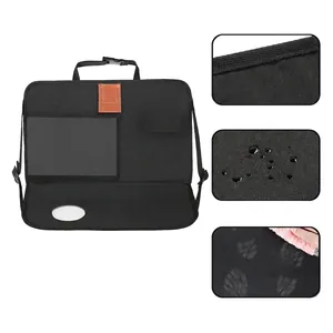 Close-up of waterproof oxford fabric and foldable tray for car back seat organizer
