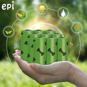 Eco-friendly biodegradable EPI green pet waste bags with bone pattern for dogs