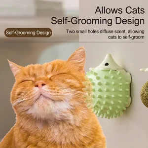 Wandmontiertes Katzen-Selbstpflege- und Massagegerät mit Minze-Fach für Hauskatzen