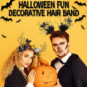Halloween Fun Decorative Hair Band Gothic Plastic Branch Antler Costume Headband Spooky Skeleton Hand Butterfly Mesh Glitter Ball Headwear For Cosplay Party Unisex Wear
