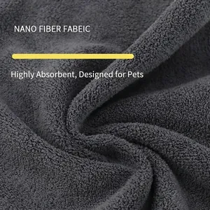 Absorbent grey microfiber pet towel made of quick-dry nanofiber fabric texture.