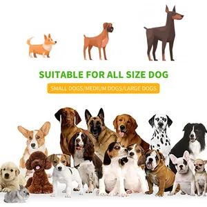 Reflective dog leash suitability chart showing fit for small, medium, and large breeds