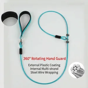 Heavy Duty Stainless Steel Wire Core Dog Leash PVC Coated Anti Bite Slip Lead Slip Chain For Small Medium Large Dogs Outdoor Pet Traction Rope
