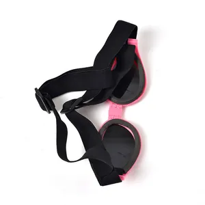 Foldable pink pet goggles for dogs with adjustable black elastic strap for sun protection