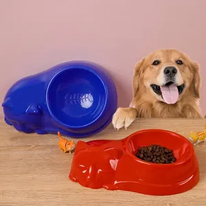 Katzenkopf Form Haustiernapf Fischgrätenmuster Rutschfest Kunststoff Einzelne Futterschüssel Für Kleine Hunde Katzen Kätzchen Heim Fütterung