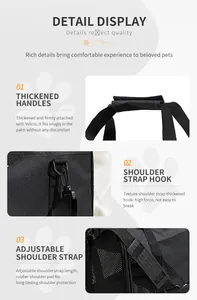Detailansicht der gepolsterten Griffe und verstellbaren Tragegurte für atmungsaktive Tiertaschen.