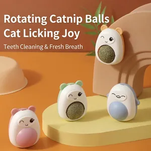 Rotatable Catnip Ball Toy For Cats Cartoon Bear Hedgehog Pumpkin Shape Teeth Cleaning Molar Edible Catnip Snacks Wall Mounted Pet Interactive Toy