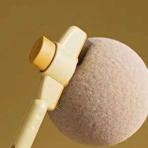 Ergonomic pet grooming brush for efficient cat and dog de-shedding and hair removal