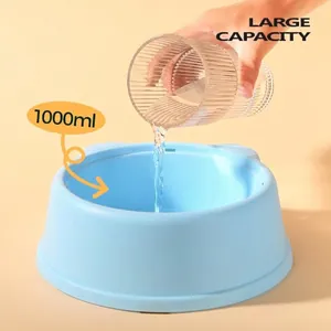 Bol d'eau flottant anti-éclaboussures 1000ml pour chats et chiens, grande capacité, bleu