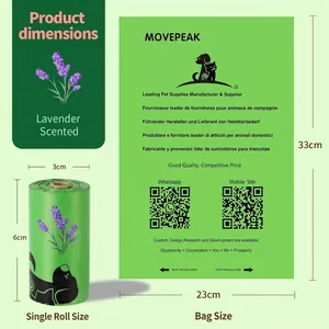 Dimensiones detalladas de las bolsas de basura biodegradables con aroma a lavanda