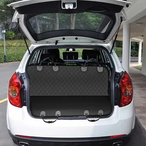Tapis de coffre de voiture imperméable en tissu Oxford noir pour animaux, pliable et sûr