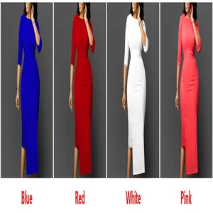 View our stylish women's long sleeve bodycon office dress available in four vibrant colors