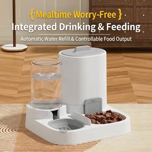 Automatic 2-In-1 Pet Feeder And Water Dispenser Integrated Gravity Food Station Siphon Waterer For Cats Dogs Daily Use PP PET Feeding Station