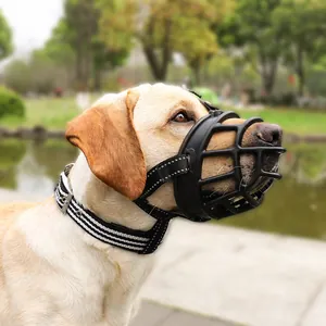 Bozal reflectante ajustable para perros grandes previene mordeduras y ladridos