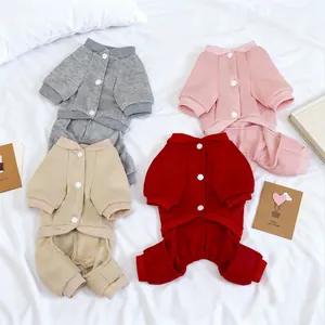 Combinaisons d'hiver doublées polaire pour petits chiens en gris rose beige rouge
