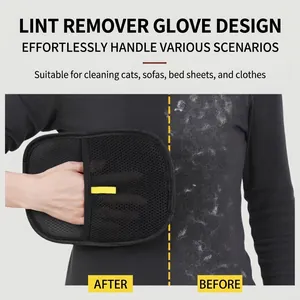 Pet hair removal glove and static lint brush for clothes and furniture