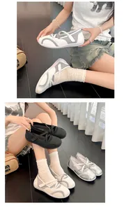Detailansicht atmungsaktiver sportlicher Mesh-Ballerinas mit Klettverschluss in mehreren Farben