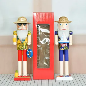 Set de soldados cascanueces de estilo de vacaciones hawaianas de 14 pulgadas con caja roja