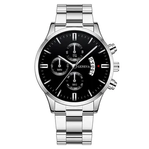Business Mode Herrenuhr mit silbernem Stahlarmband und schwarzem Zifferblatt