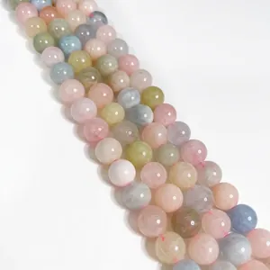 Perles rondes en morganite naturelle 5A de qualité supérieure pour la création de bijoux