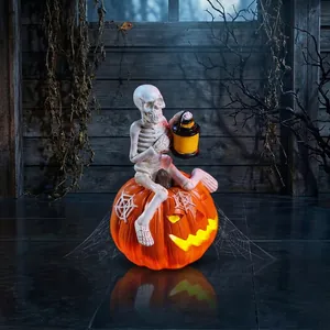 Decorazione di Halloween scheletro creativo su zucca luminosa con luce LED interna