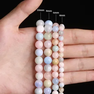 Natürliche 7A Morganit lose Perlen in 4mm 6mm 8mm 10mm Größen für DIY-Schmuckherstellung