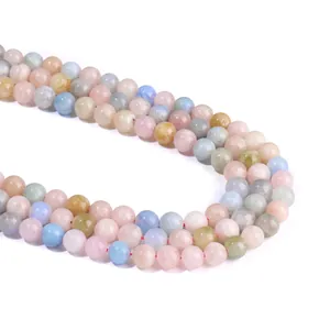 Natürliche Morganit Edelsteinperlen Strang in Pastellfarben für DIY Schmuck und Armbänder
