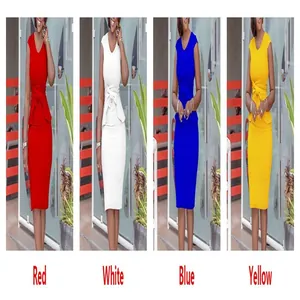 Vier Farboptionen für Damen Übergrößen Peplum Taille Bodycon Bleistift Midi Kleid
