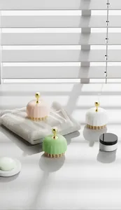 High-quality colorful silicone pet massage bath brushes displayed in a clean bathroom