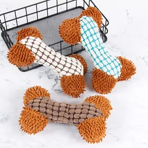Quietschend Hundespielzeug Knochenform Plüsch Bissfest Backenzahn Kauspielzeug Für Kleine Mittlere Hunde Interaktives Haustierspielzeug