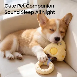 Squeaky plush dog toy with TPR teething ring for puppies and small dogs like Corgi