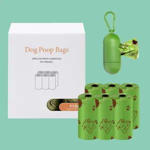 Eco-Friendly Biodegradable Dog Poop Bags With Dispenser Leak-Proof Waste Bags For Pet Cleaning And Walking