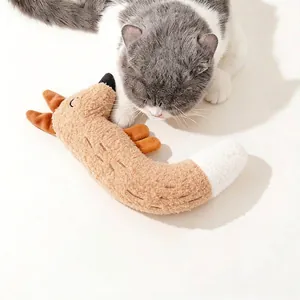 Giocattolo per gatti a forma di volpe in peluche con erba gatta per gattini attivi