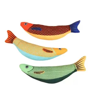 Set of 3 realistic catnip fish toys for cats, interactive plush chew set for play