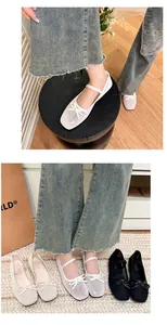 Atmungsaktive Mesh-Mary-Jane-Schuhe mit Schleife in Weiß, Beige und Schwarz für Damen.