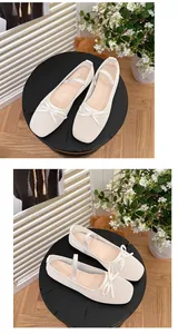 Atmungsaktive weiße Mesh Mary Jane Ballerinas mit eleganter Schleife und Riemen