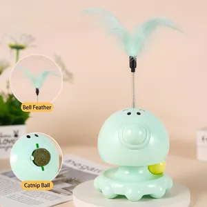 Juguete interactivo para gatos con forma de pulpo, bola de gatera y pluma de muelle