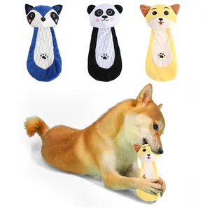 Cartoon Animal Plush Squeaky Dog Toy Bite Resistant Built-in Crinkle Paper Interactive Stuffed Pet Toy For Small Medium Dogs