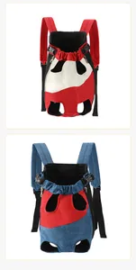 Mochila transpirable para mascotas en variantes de color rojo y azul para perros y gatos